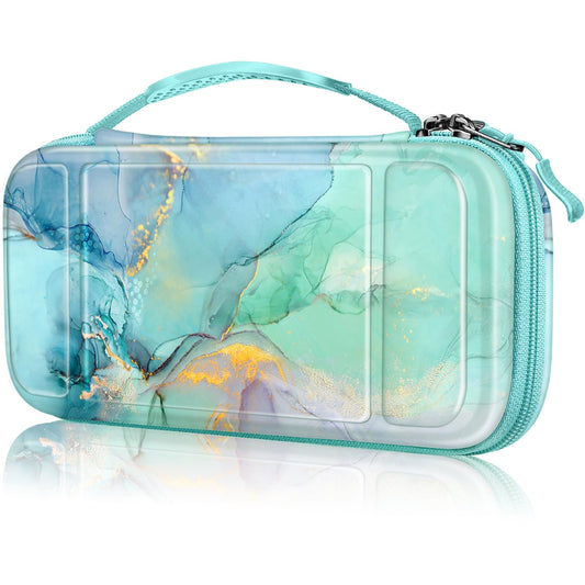 FINTIE Carrying Case for Nintendo Switch Lite 2019  [Shockproof] Hard Shell Protective Cover Tpartyl Bag with Game Card & Micro SD Card sections for Switch Lite Console & Accessories  Emerald Marble