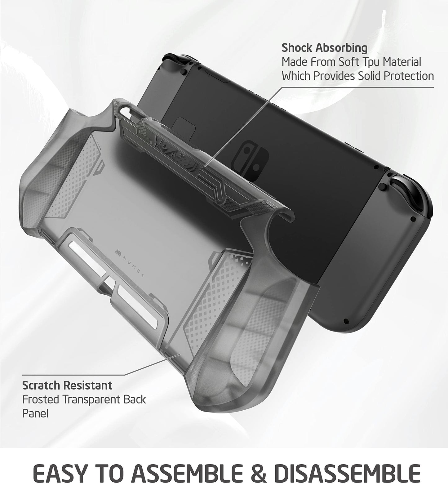 Mumba Dockable Case for Nintendo Switch OLED - TPU Grip, Ergonomic Design, FrostBlack