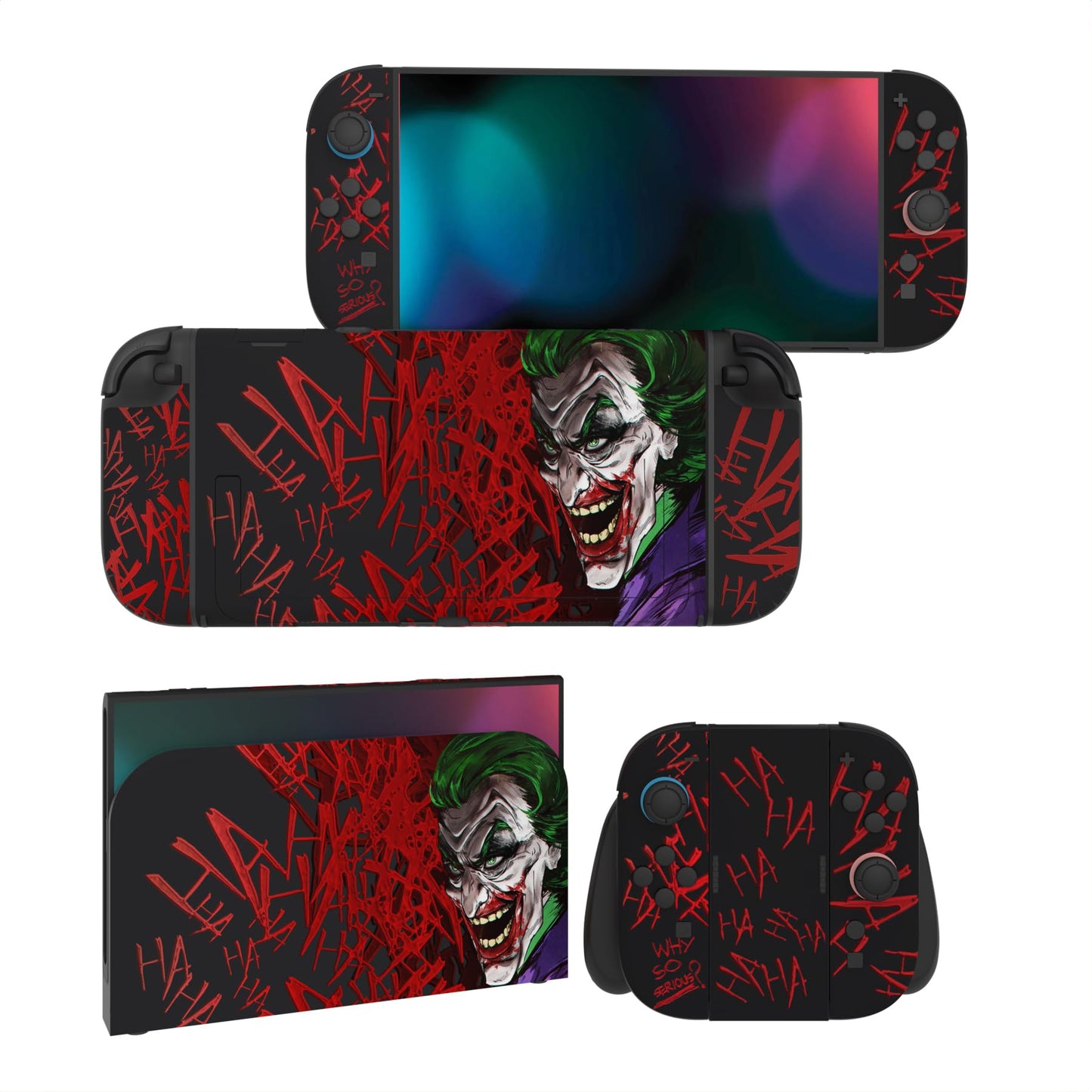 PlayVital for Nintendo Switch 2 Skin Full Set (2-Pack) - Protective Vinyl Decal Stickers for Switch 2 Console  Joycons  Handle Grips & Dock | No Residue  Anti-Scratch - Clown Hahaha