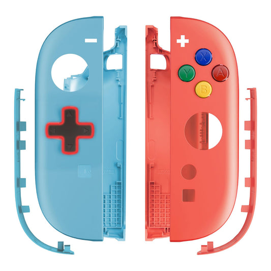 eXtremeRate Replacement Shell (D-Pad Version) with Buttons for Joycon 2  Custom Housing Faceplate Case + Decorative Strips + ABXY Dpad for Nintendo Switch 2 Controller - Essence Version - Blue Orange