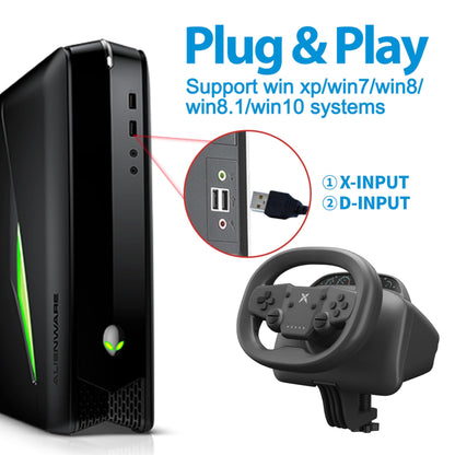 DOYO Gaming Steering Wheel, 270° Wireless Racing Wheel with Dual-Vibration for PS4, PC, Switch - Black, Model KT820D-Pedal