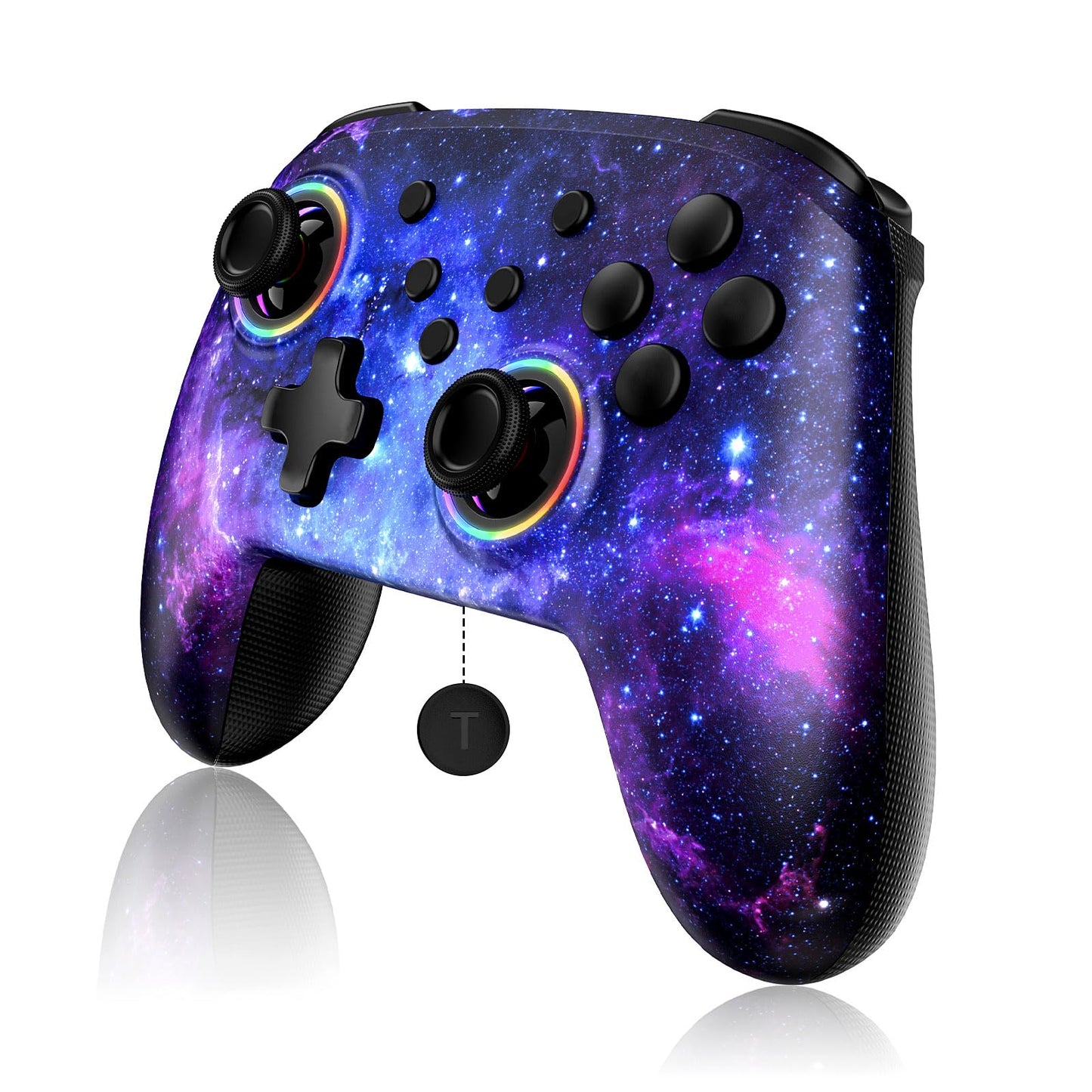 NexiGo Wireless Controller for Switch 2 & Switch, Bluetooth, Vibrating, Motion, Turbo, LED Light, Cosmic Nebula, Model NS32-A2 BLK-2