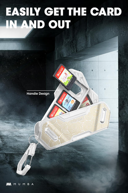 Mumba Switch Game Card Case - Portable 4-Layer Holder, 4.7" Size, White/Gold for Nintendo Switch, Switch OLED, Switch Lite