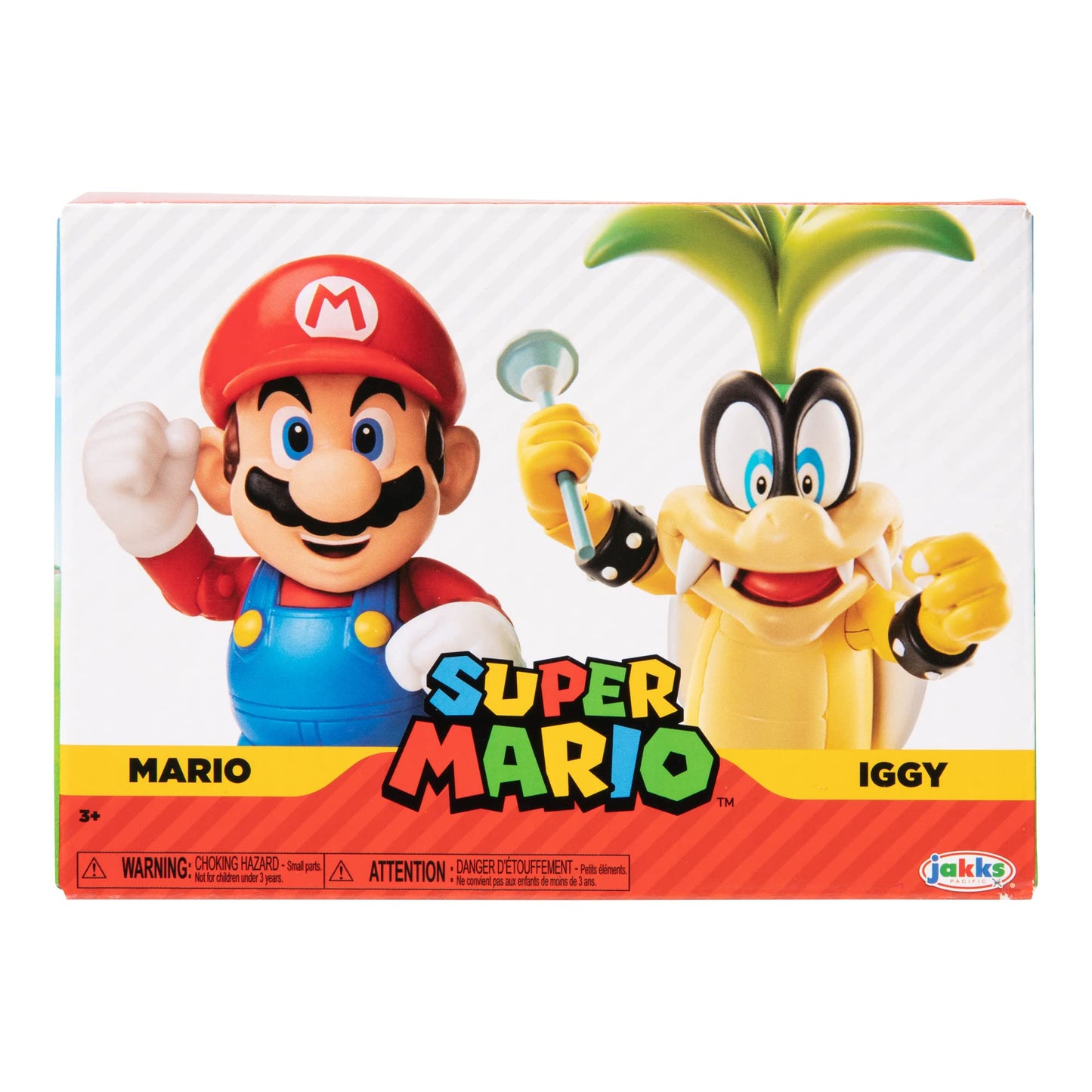 Super Mario 4 Action Figure 2 Pack - Mario vs. Iggy Koopa - Collectible Toy Set
