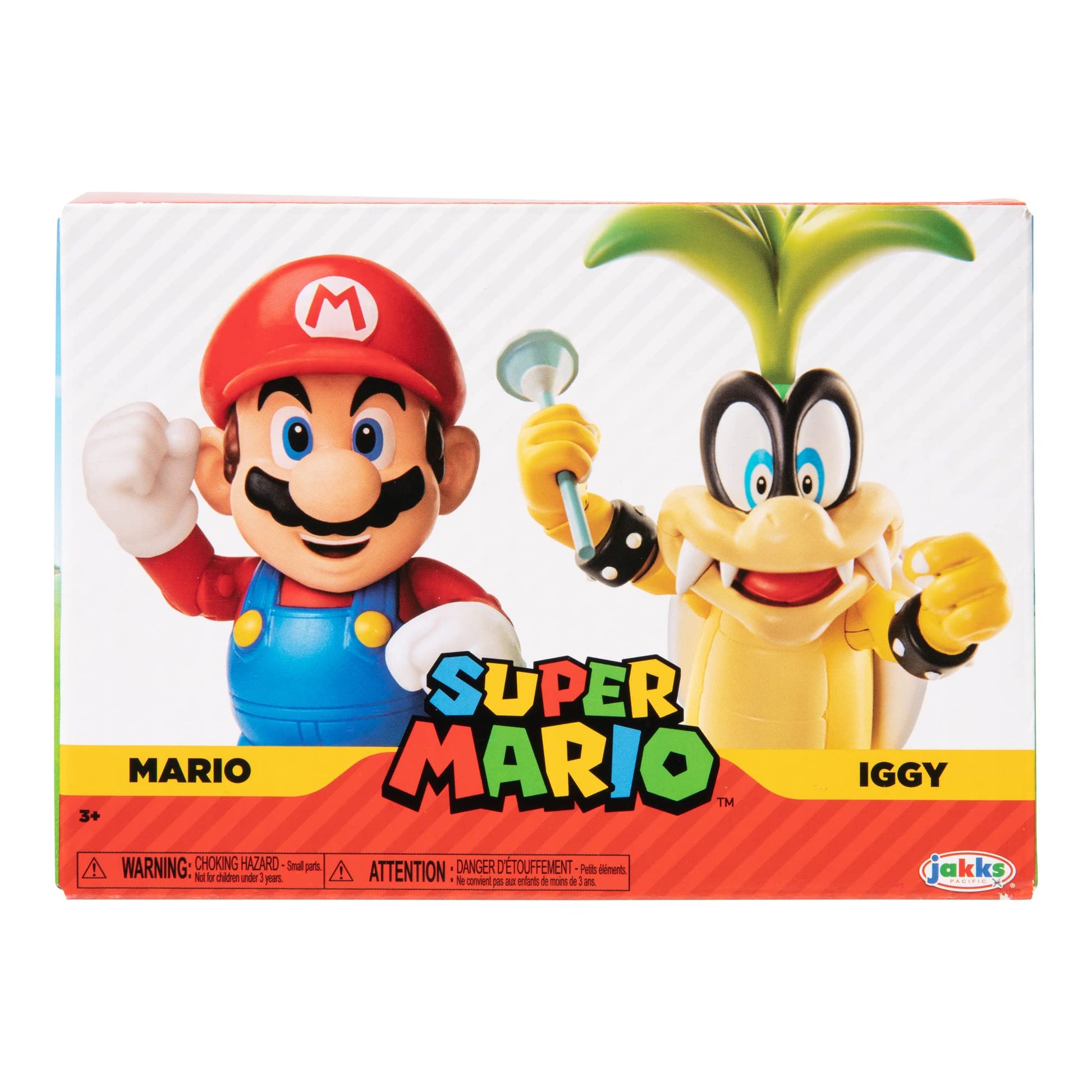 Super Mario 4 Action Figure 2 Pack - Mario vs. Iggy Koopa - Collectible Toy Set