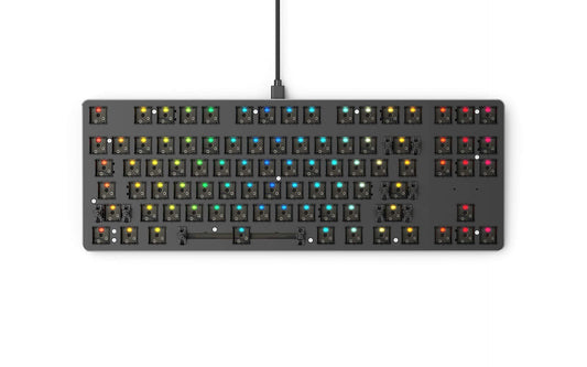 Glorious GMMK TKL Gaming Keyboard - 85% Barebone Kit, RGB Hot Swappable, USB C, Black Metal Top Plate