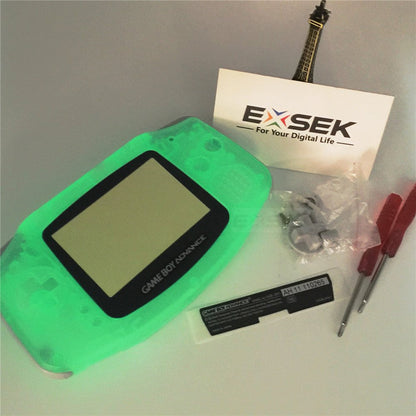 EXSEK GBA Housing Shell Pack - Luminous Green Edition Compatible with Gameboy Advance (Model: EXGBALUM)