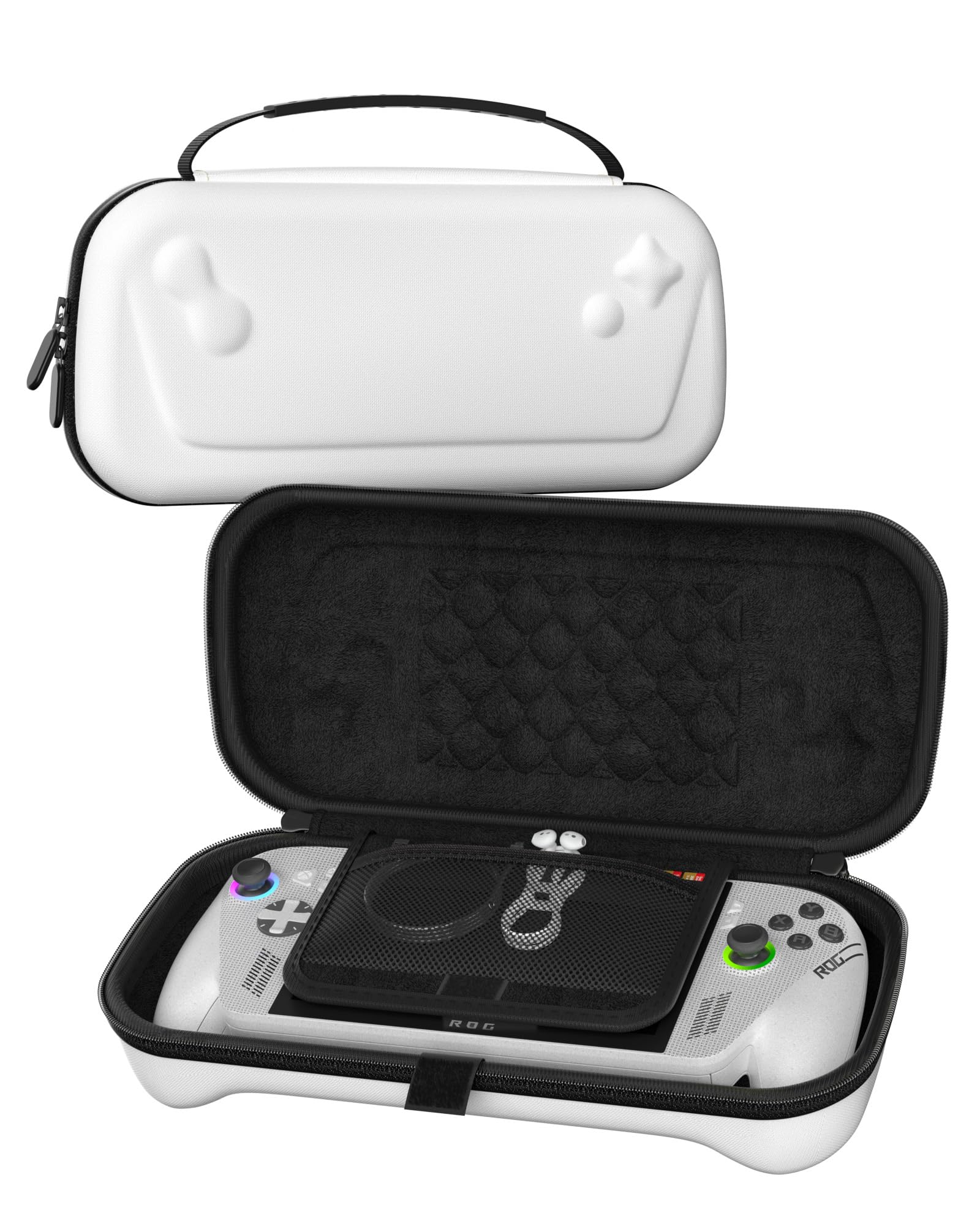 ProCase Carrying Case for ROG Xbox Ally & Xbox Ally X 7 2025  EVA Hard Travel Storage Bag with 5 SD Card Slots  Protective Pouch for Handheld Gaming Console & Accessories -White