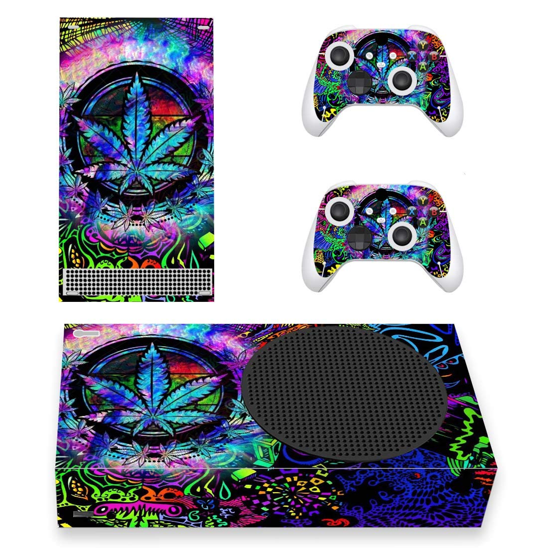 PlayVital Psychedelic Leaf Custom Vinyl Skins for Xbox Core Wireless Controller  Wrap Decal Cover Stickers for Xbox Series S Console Controller