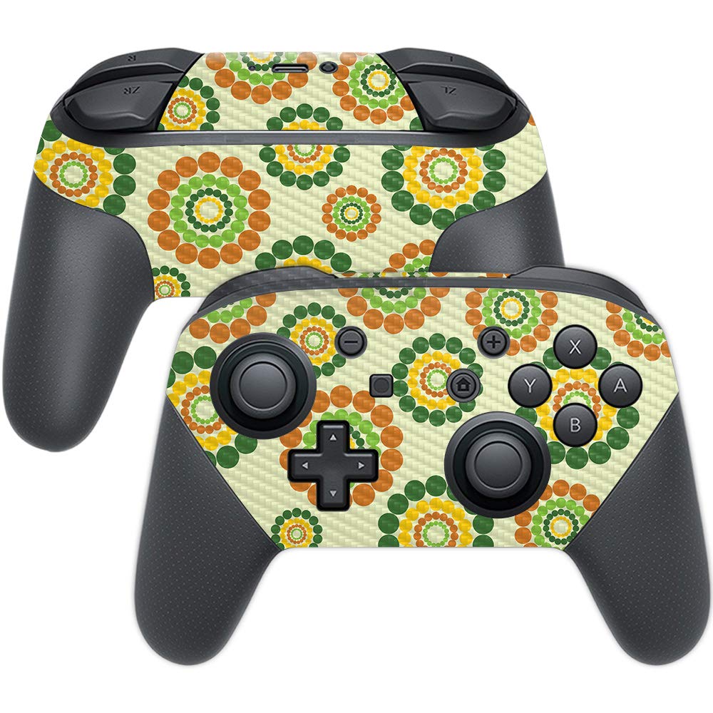 MightySkins Carbon Fiber Skin for Nintendo Switch Pro Controller - Hippie Flowers | Protective  Durable Textured Carbon Fiber Finish | Easy to Apply  Remove  and Change Styles | Made in The USA