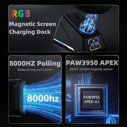 AJAZZ AJ159 Ultralight Gaming Mouse - 30K DPI, RGB Charging Dock, Sunset Orange, 100 Million Clicks, Ice Sensation Coating