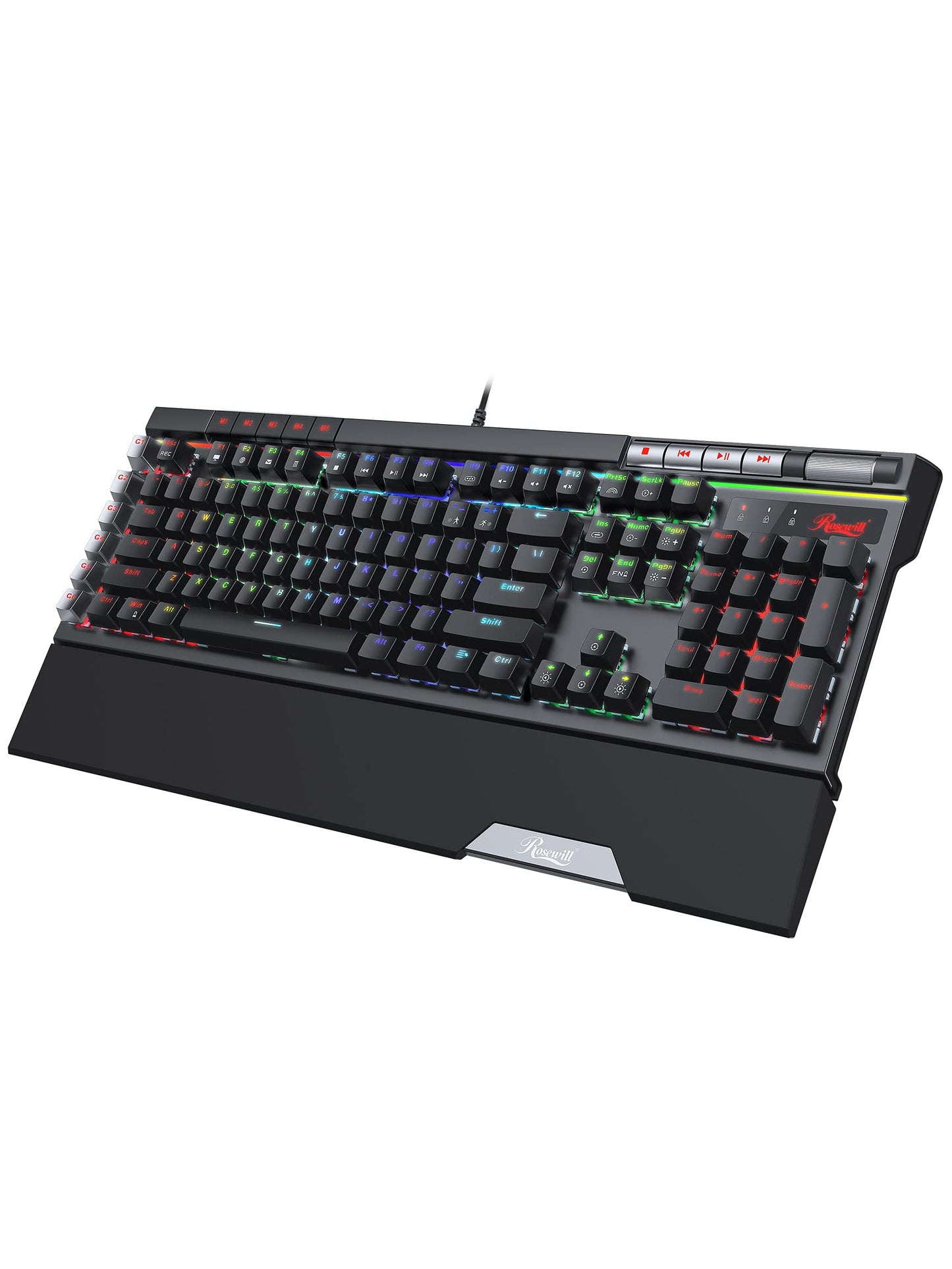 Rosewill Blitz K50 RGB BR Wired Gaming Tactile Mechanical Keyboard, 14 RGB Backlight Anti-Ghosting 6 Macro Keys, Dedicated Media
