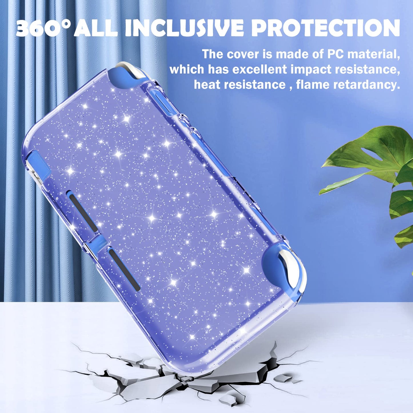 DLseego Switch Lite Case - Purple Glitter TPU Cover, Shock-Absorbing, Anti-Scratch, Model AB1416-N, Cute Sparkle for 2019 Version