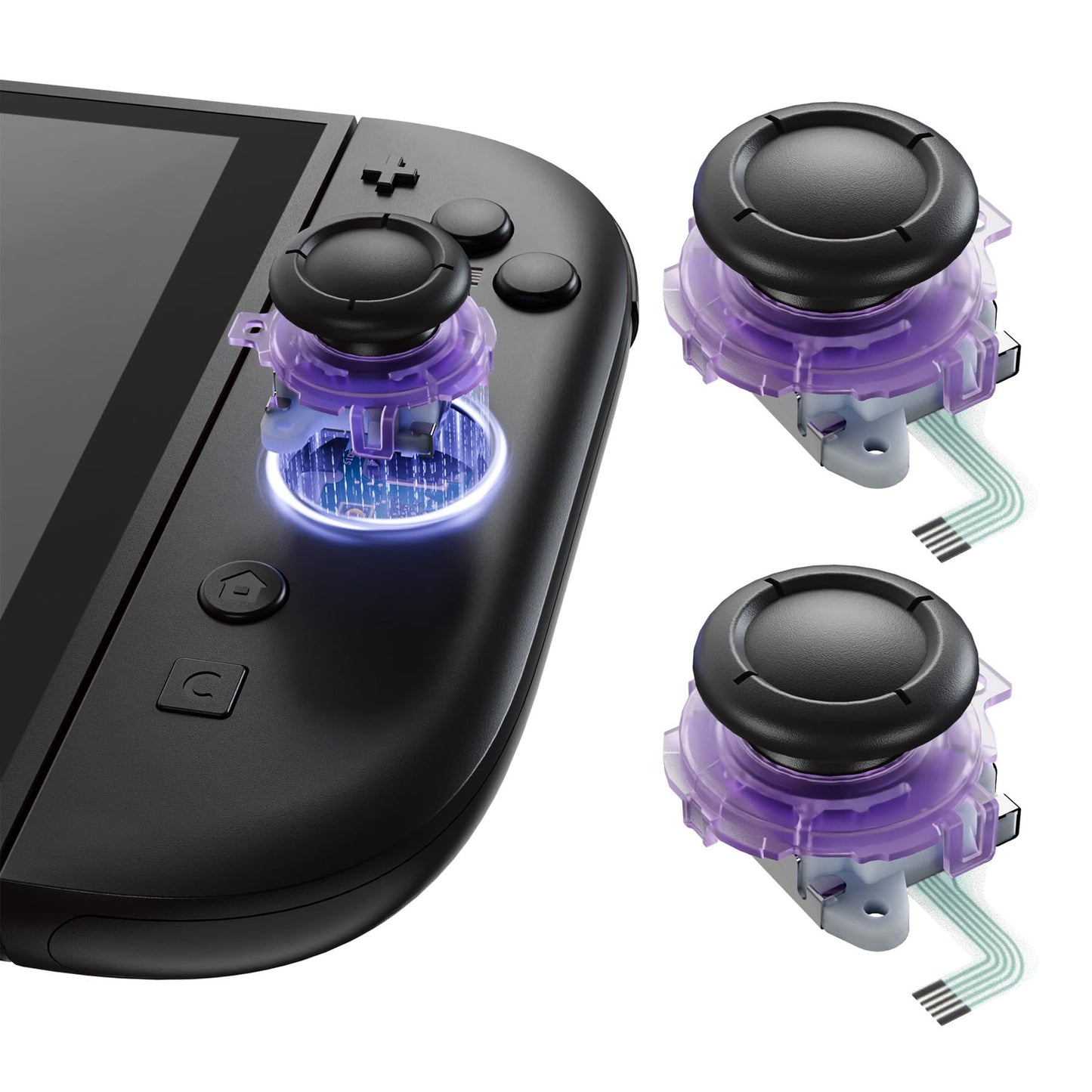 eXtremeRate Replacement 3D Joystick for Nintendo Switch 2 JoyCon  Controller Left Right Analog Stick Thumbsticks with Repair Tools for JoyCon 2  Multi-Colors Options - Clear Atomic Purple