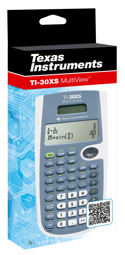 Texas Instruments TI-30XS MultiView Calculator - 4-Line Display, Solar & Battery Operated, Model 130003