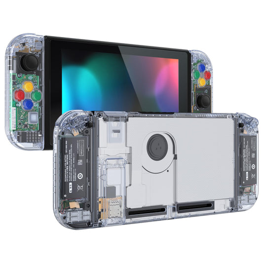 eXtremeRate DIY Replacement Shell Buttons for Nintendo Switch  Crystal Glacier Blue Custom Back Plate for Switch Console  Housing Case with Colorful Buttons for Joycon Handheld - No Controller