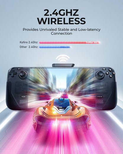 KOFIRE Wireless Gaming Headset, 2.4GHz, Bluetooth 5.4, 53mm Stereo Sound, 65H Battery, ENC Mic, Black-White, Model UG-