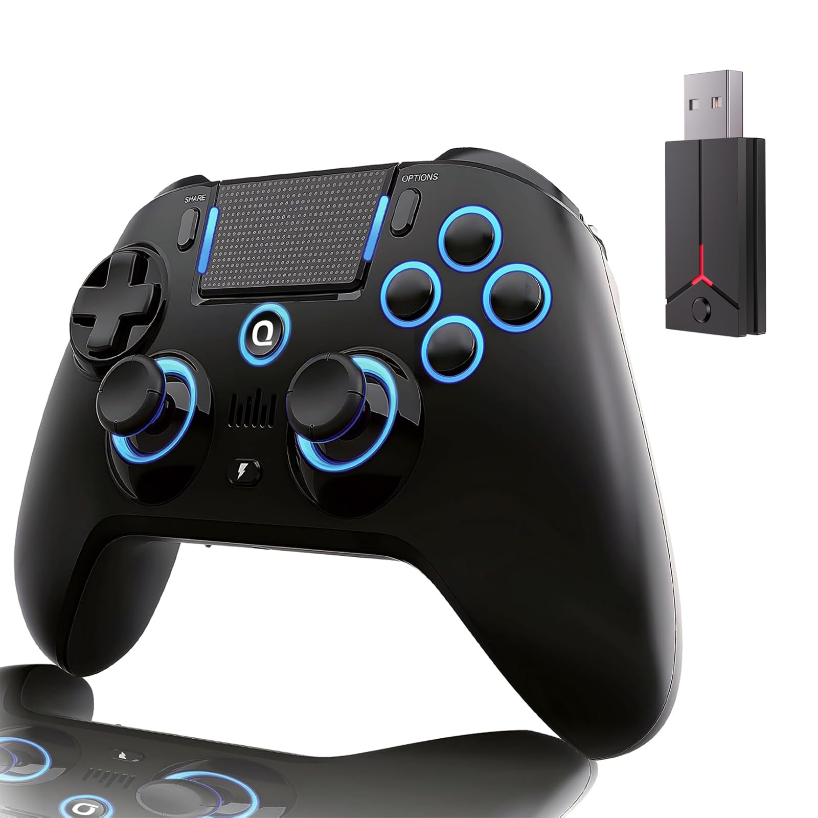 QRD Spark N5 Wireless Controller for PS5 Pro Slim PS4 PS3 PS2 Steam Deck PC Windows Mac iOS Android TV Box  Halleffect Gamepad Joystick with Touchpad  6 Axis Gyro  Dual Vibration  Mapping  Macro