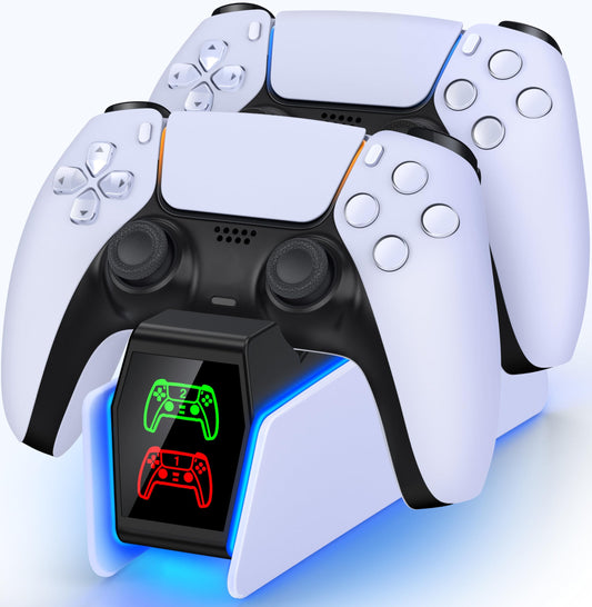 PS5 Controller Charger Station for Playstation 5 Dualsense Controllers with LED Light UP Dual Stand Charger Dock  PS5 Controller Charging Station Accessories for DualSense Edge Charging