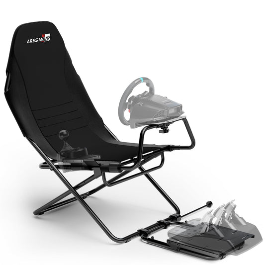 ARES WING Racing Simulator Cockpit with Seat, Foldable Design, 30 x 40 x 50, Black, Compatible with PS5, PS4, Xbox, PC, Model G