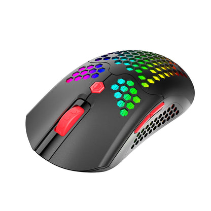 ZIYOU LANG Wired/Wireless Gaming Mouse - 16 RGB Backlit, 12000 DPI, 7 Programmable Buttons, Rechargeable, Lightweight Honeycomb - Black Red