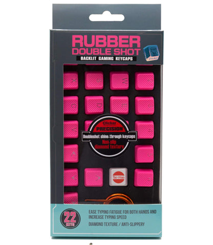 TAI-HAO Rubber Gaming Keycaps Set - 22 Keys for Cherry MX Switches, Neon Pink, Model 022C03PK102