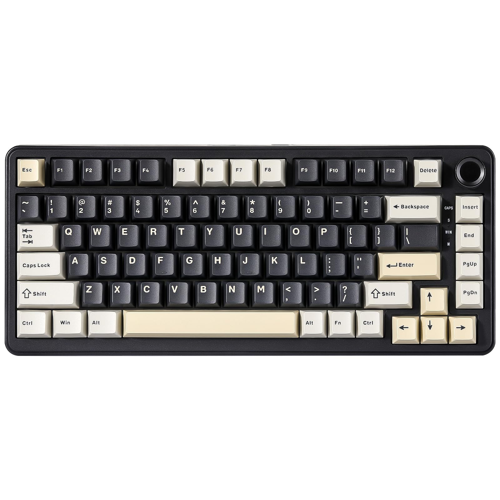 YUNZII B75 Mechanical Keyboard 75% Layout with Knob Hot Swappable RGB Backlit Gasket Mounted  Creamy Typing  Double-Shot PBT Keycaps Cherry Profile for Win/Mac (Black  Blue Grey Tactile Switch)