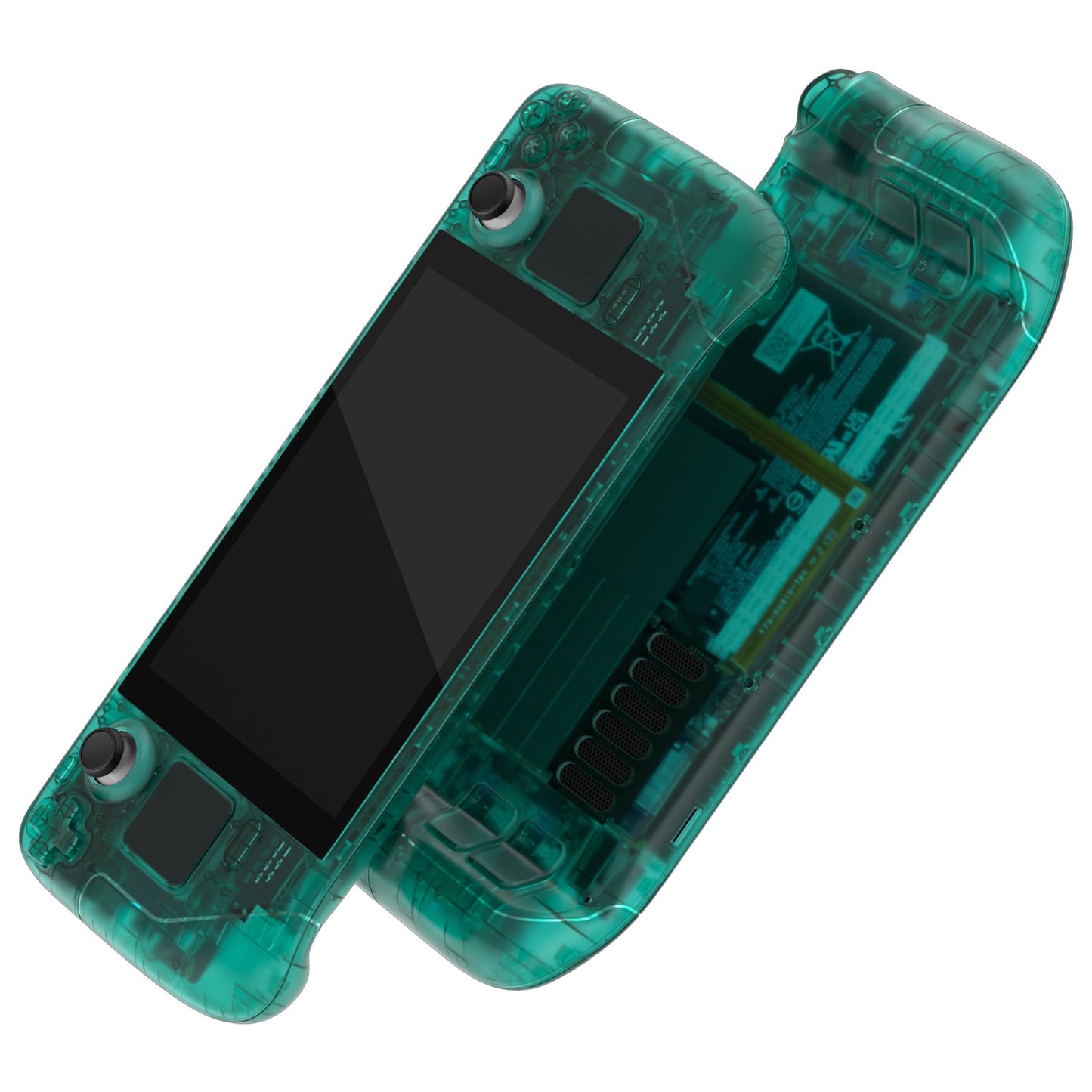 eXtremeRate Clear Emerald Green Custom Faceplate Back Plate for Steam Deck LCD  Handheld Console Replacement Housing Case  DIY Full Set Shell with Buttons for Steam Deck Console - Console NOT Included