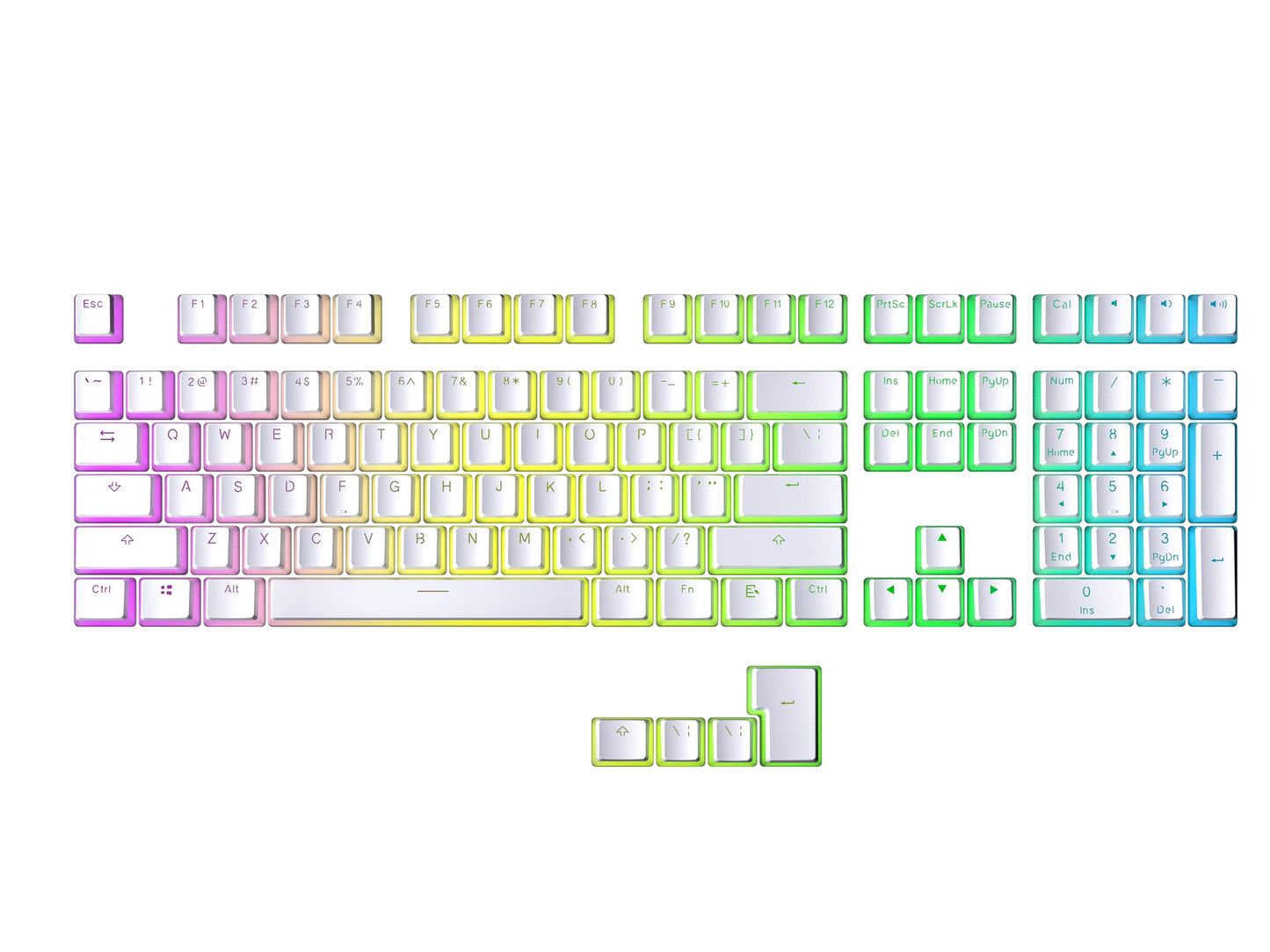 Geeky Pudding Keycaps | Double Shot PBT | 112 Keys | Translucent Layer | Supports 60%  TKL & Full-Size RGB Mechanical Gaming Keyboards | ANSI (US) Layout & 4 ISO Keys (White)