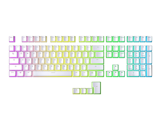 Geeky Pudding Keycaps | Double Shot PBT | 112 Keys | Translucent Layer | Supports 60%  TKL & Full-Size RGB Mechanical Gaming Keyboards | ANSI (US) Layout & 4 ISO Keys (White)