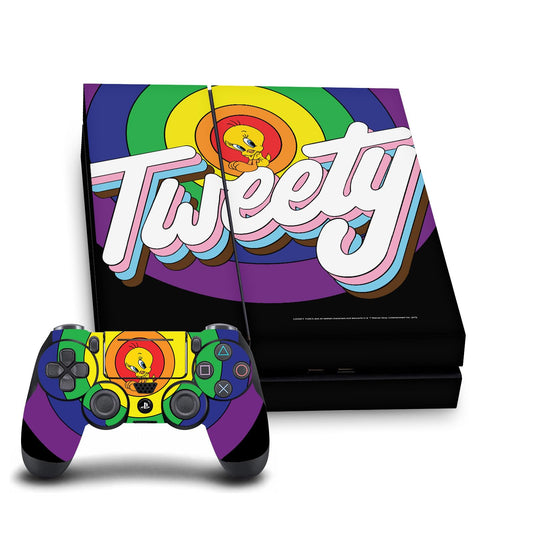 Head Case Designs Officially Licensed Looney Tunes Tweety Graphics and Characters Vinyl Sticker Gaming Skin Decal Cover Compatible With Sony PlayStation 4 PS4 Console and DualShock 4 Controller Bundle