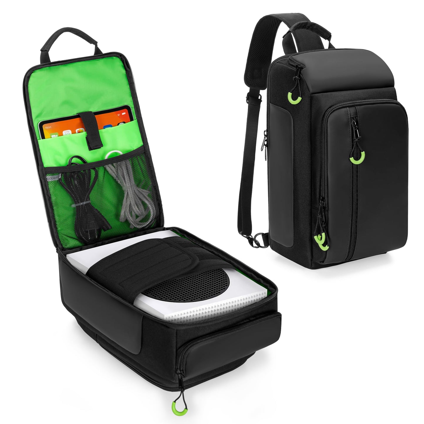 PGmoon Travel Carrying Case Compatible with Xbox Series S Console  Sling Crossbody Bag with Padded Fixing Strap for Console  Various Pockets for Accessories (Patent Design)