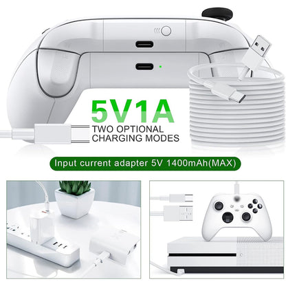 KEKUCULL Xbox Series S/X Controller Battery Pack, 2x1400mAh Rechargeable, Type-C Charging, White, Model RT010A4-W