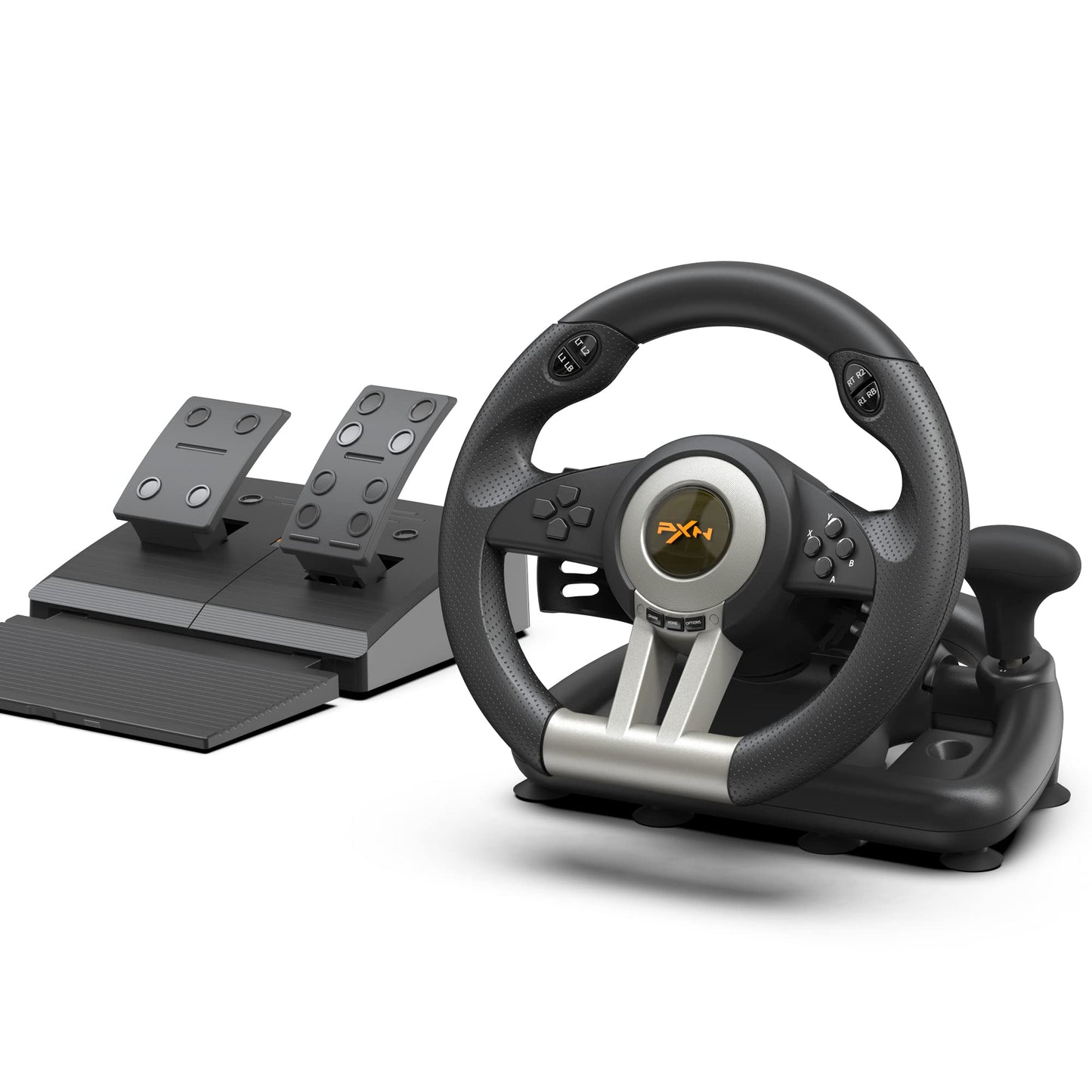PXN V3 PRO Racing Wheel - 180° Universal USB Steering Wheel with Pedals for Xbox, PS4, Switch - Black