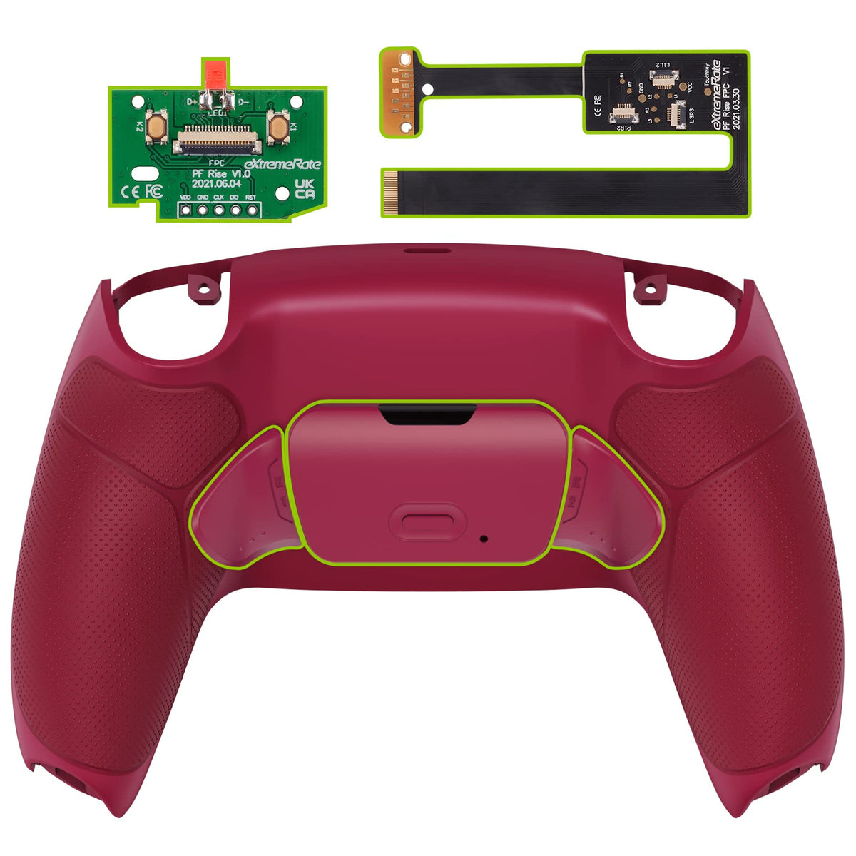 eXtremeRate Cosmic Red Rubberized Grip Programable Rise 2.0 Remap Kit for PS5 Controller BDM 010 & BDM 020  Upgrade Board & Redesigned Back Shell & Back Buttons for PS5 Controller