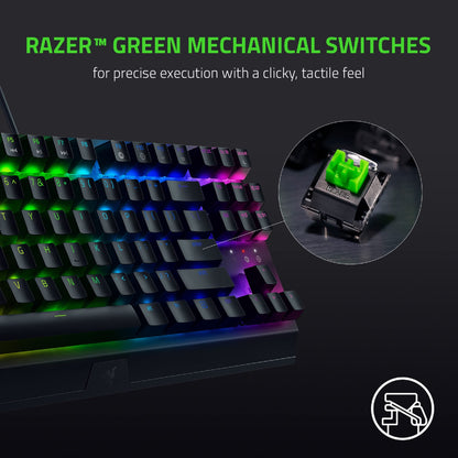 Razer BlackWidow V3 TKL Mechanical Gaming Keyboard - Green Switches, Chroma RGB, Compact, Classic Black, Model RZ03-03490200-R3U1