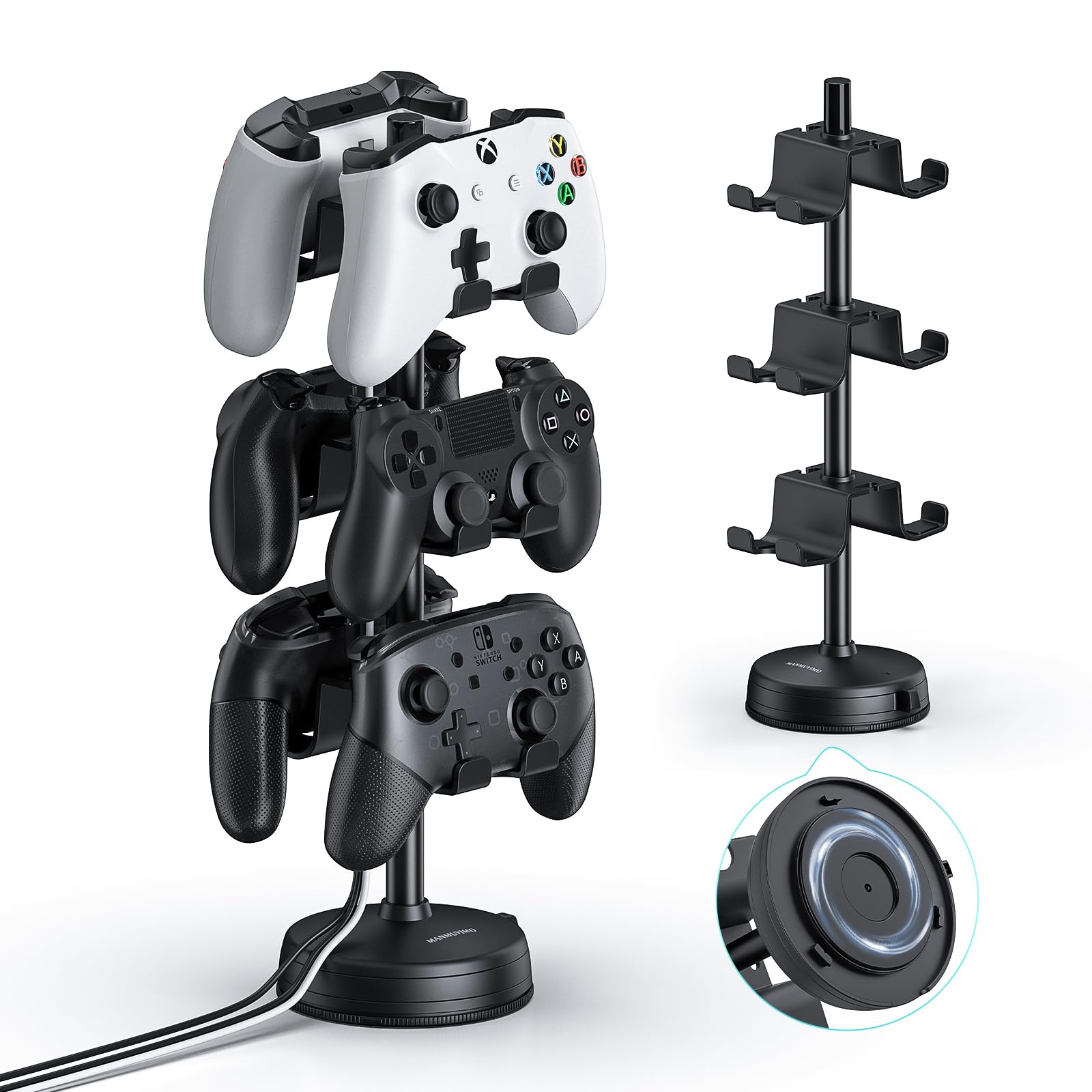 MANMUVIMO Headphone Controller Storage Stand Holder with Anti-Slip Stable Suction Cup 3 Tiers  Universal Storage Display Stand for Desk Compatible for PS5/PS4/Xbox Series/Xbox One/Switch Pro