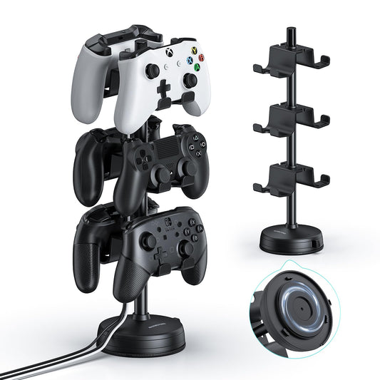 MANMUVIMO Headphone Controller Storage Stand Holder with Anti-Slip Stable Suction Cup 3 Tiers  Universal Storage Display Stand for Desk Compatible for PS5/PS4/Xbox Series/Xbox One/Switch Pro