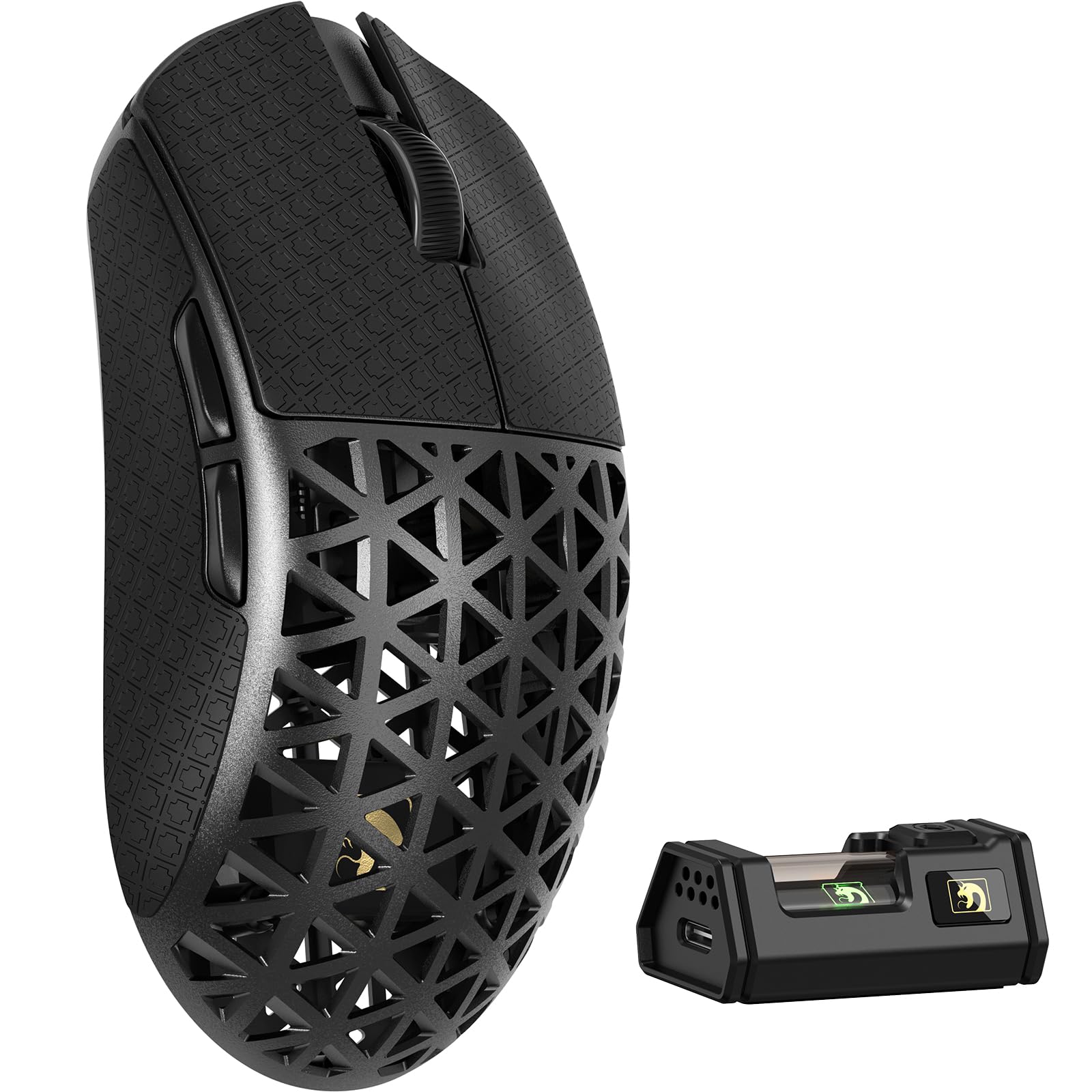 MAMBASNAKE M5 Ultra Carbon Fiber 8KHz Wireless Gaming Mouse PAW3950 Sensor 42K DPI 39g Lightweight Tri-Mode 2.4GHz/BT/Wired Computer Mice Web Driver Support for Win/Mac/FPS/MOBA/Esports-Black(B)