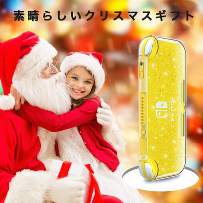 HEATFUN Switch Lite Case - Clear TPU Shell, Glitter Design, Slim Grip, Anti-Scratch Cover for Girls, Cute Travel Accessories