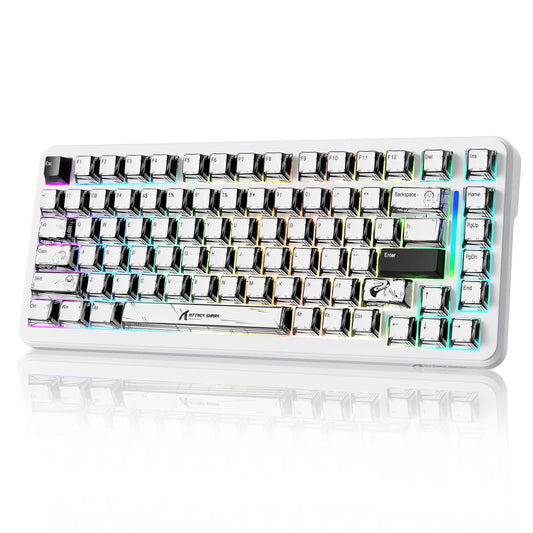 ATTACK shark design X82PRO HE 75% Wireless Rapid control button Gaming Keyboard  Hall Effect Magnetic Switch Keyboard with 0.01mm RT Adjustable Actuation  8Khz Polling Rate  Hot-Swap  RGB  for PC Gamer (Comic)