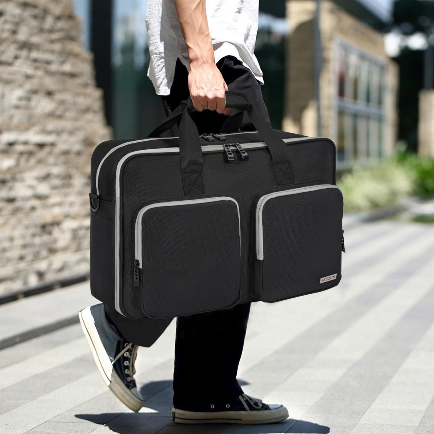AKOZLIN PS5 Padded Travel Bag - Large Capacity for Console, Monitor, Headset, Charger - Dark Grey