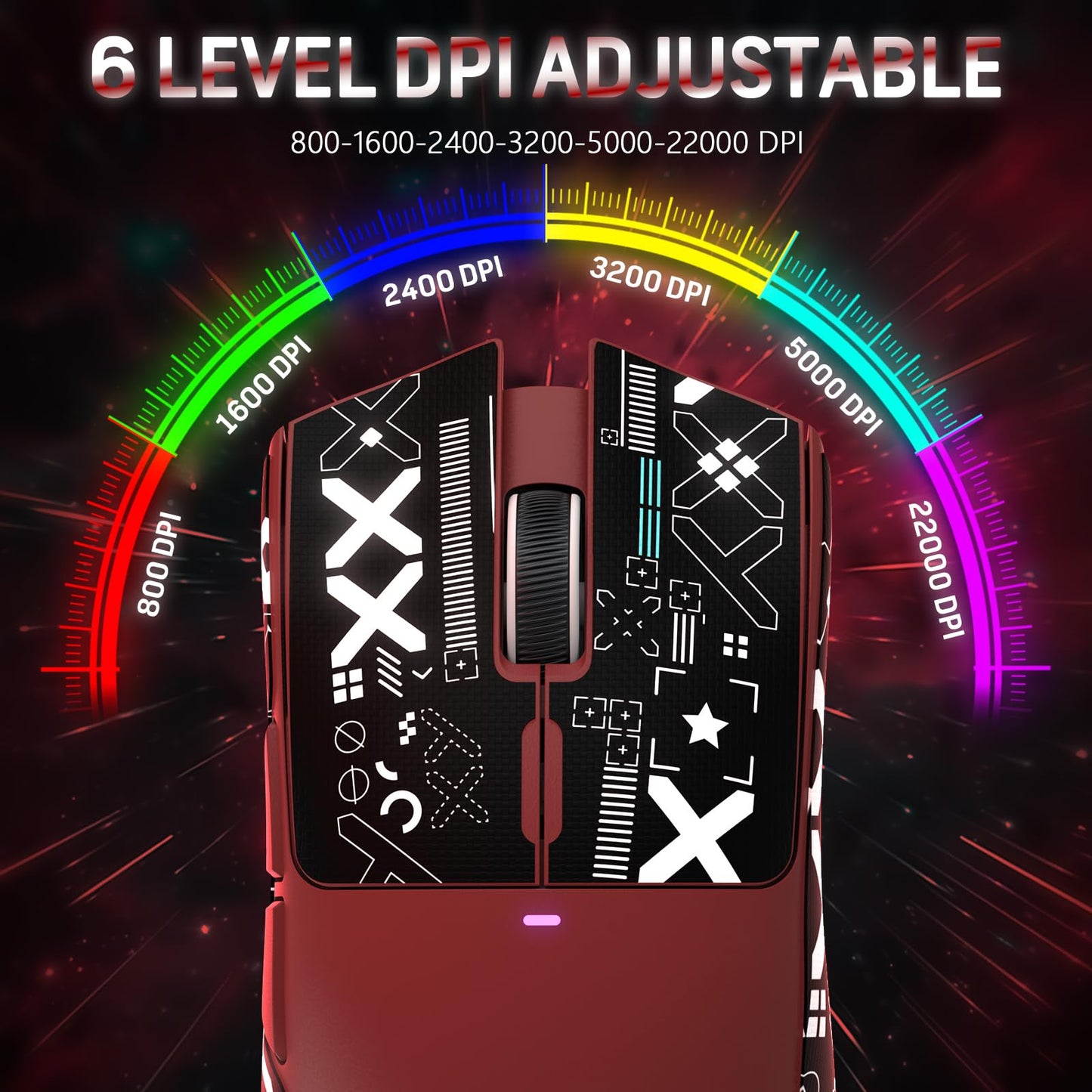 MAGIC-REFINER Attack Shark X11 Wireless Gaming Mouse, 22000 DPI, RGB Dock, Red & Griptape, 5 Programmable Buttons for PC/Mac