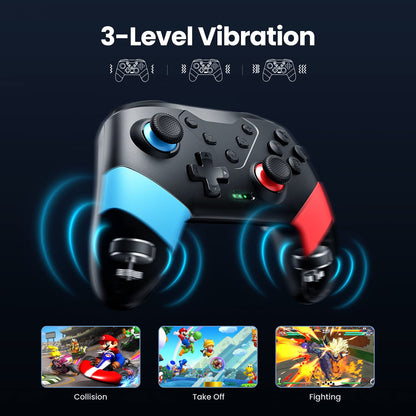 VOYEE Switch Pro Controller, Wireless with Motion Control & Vibration, Red and Blue, Compatible with Switch/Lite/OLED, Model S03