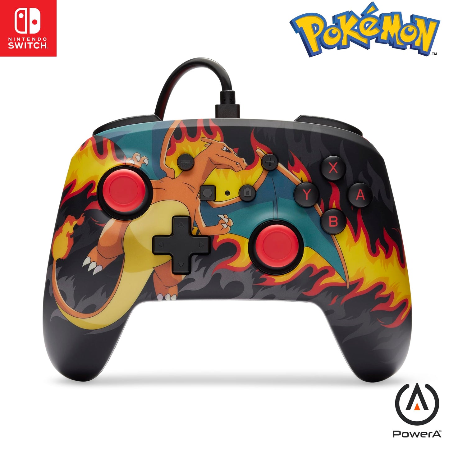 PowerA Enhanced Wired Controller for Nintendo Switch - Charizard Firestorm, NSGP0283-01, Officially Licensed Gamepad