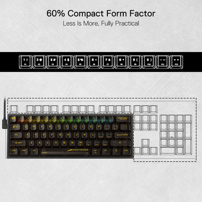 Redragon K617 SE 60% Wired RGB Gaming Keyboard, 61 Keys, Transparent Plastic, Black Transparent, Custom Linear Switch