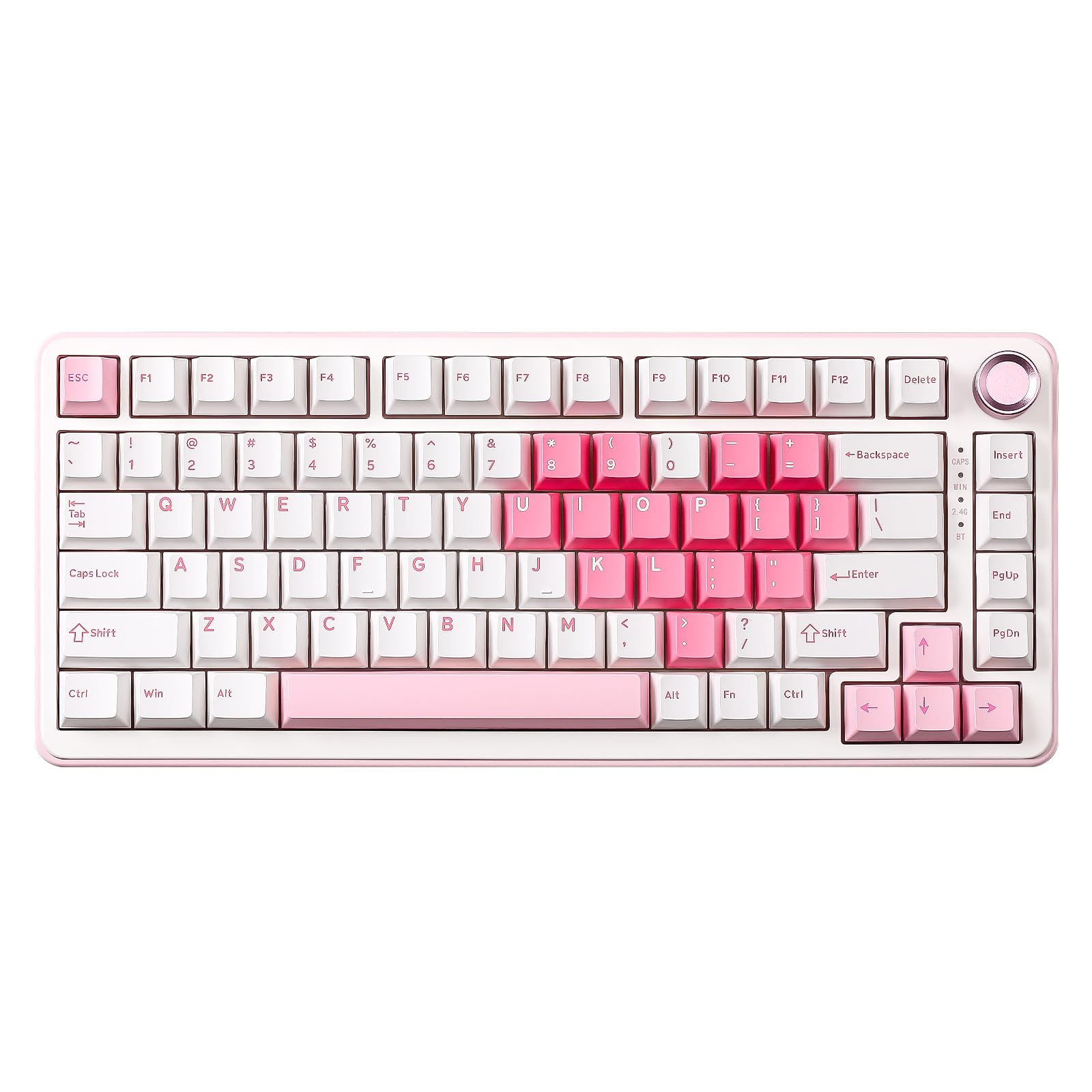 YUNZII B75 PRO Wireless Mechanical Keyboard 75% Layout with Knob Hot Swap Gasket Structure Creamy Pre-lubed Switches RGB Backlit Bluetooth/Type-C/2.4G for Win/Mac (White  Milk Switch)