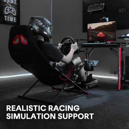 RACGTING Racing Simulator Cockpit for G920/G29/G923, Compatible with T248/T300RS, Black Racing Wheel Stand