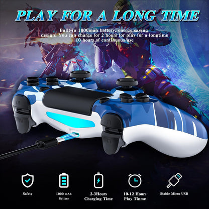 YsoKK Wireless Controller for PS4/Slim/Pro - Double Shock, Audio, Six-axis Motion Sensor - Purple & CAMO Blue - Model NS011