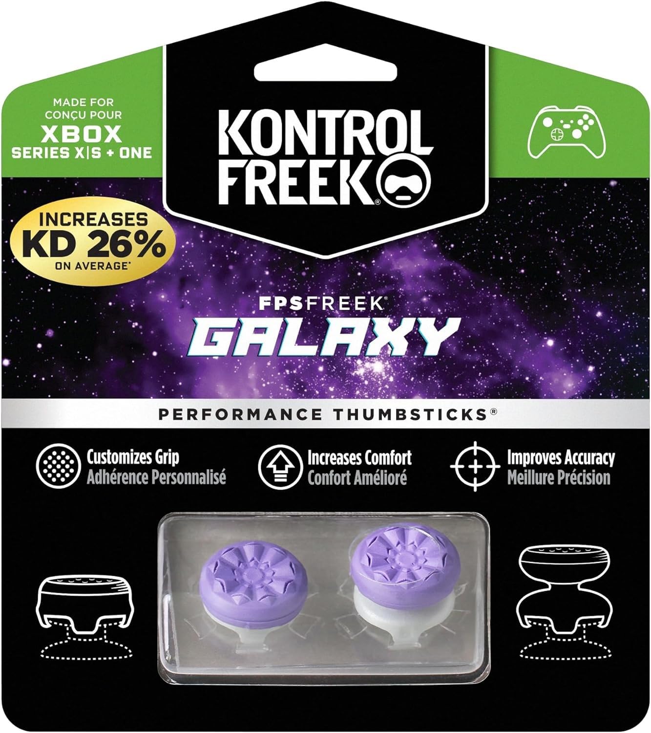 KontrolFreek FPS Freek Galaxy Performance Thumb Grips - Purple, Rubber, Model 79703